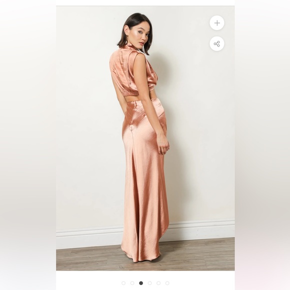 Line & Dot Lisa Midi satin skirt in ginger size large NWT - Picture 9 of 9